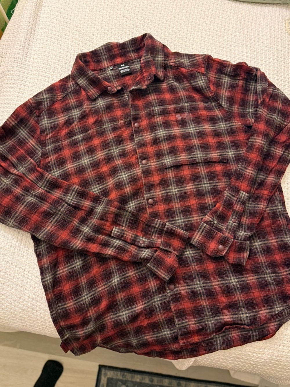 Under Amour Men's Red Plaid Button-Up Shirt - Casual Flannel Style